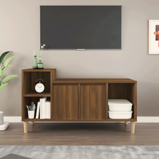 vidaXL TV-taso ruskea tammi 100x35x55 cm tekninen puu