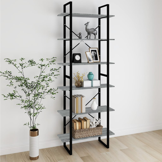 vidaXL Korkea hylly harmaa Sonoma 80x30x210 cm tekninen puu