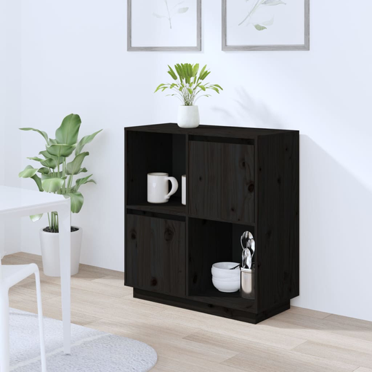 vidaXL Senkki musta 74x35x80 cm täysi mänty