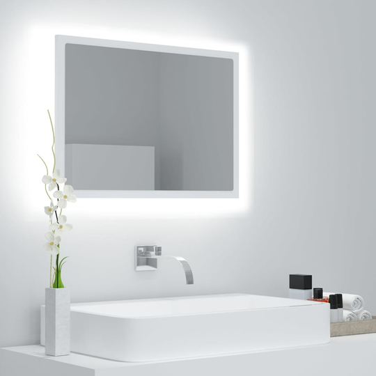 vidaXL LED-kylpyhuonepeili valkoinen 60x8,5x37 cm akryyli