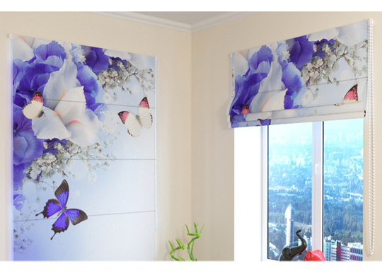 Pimentävä laskosverho Blue Irises 100x120 cm