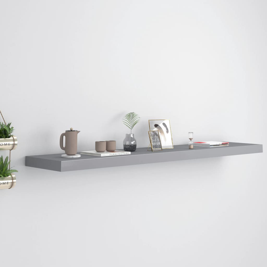 vidaXL Kelluva seinähylly harmaa 120x23,5x3,8 cm MDF