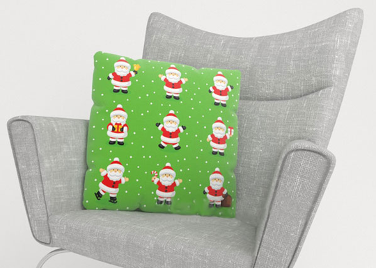 Koristetyynyliina FUNNY SANTAS 50x50 cm