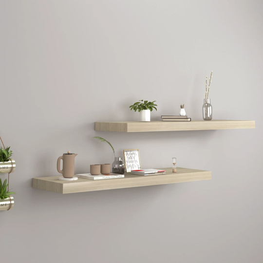 vidaXL Kelluvat seinähyllyt 2 kpl tammi 80x23,5x3,8 cm MDF