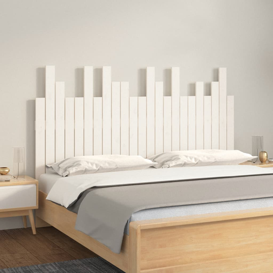 vidaXL Sängynpääty seinälle valkoinen 146,5x3x80 cm täysi mänty