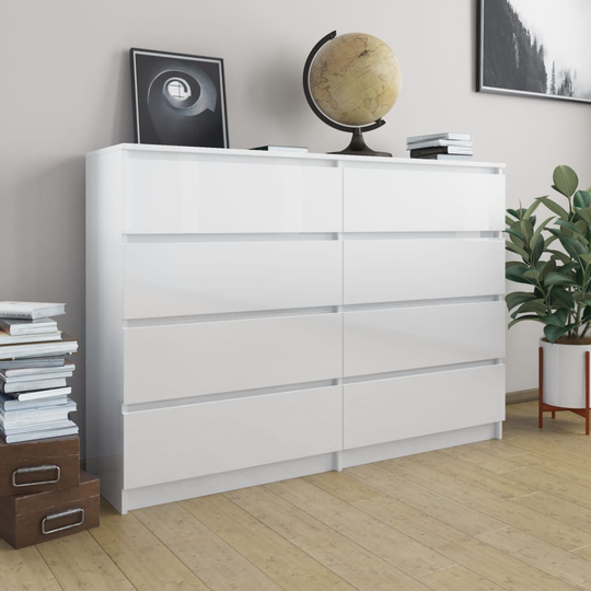 vidaXL Senkki korkeakiilto valkoinen 140x35x99 cm lastulevy