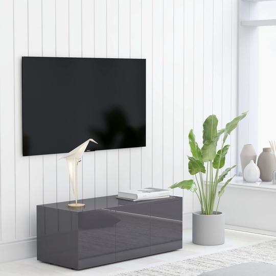 vidaXL TV-taso korkeakiilto harmaa 80x34x30 cm lastulevy