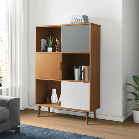 vidaXL Kirjahylly MOLDE ruskea 90x35x133,5 cm täysi mänty