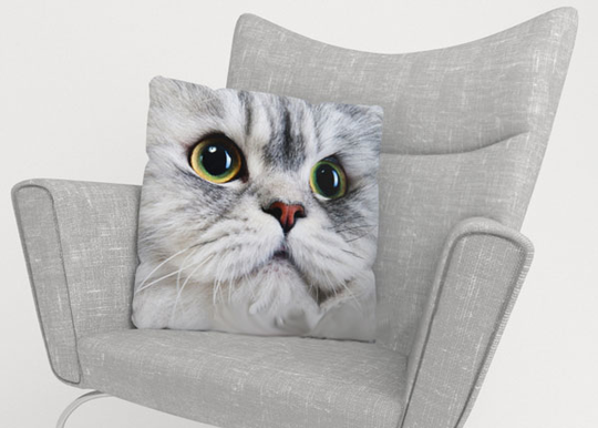 Koristetyynyliina GRAY CAT 40x40 cm