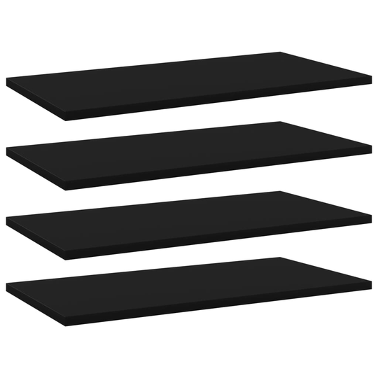 vidaXL Kirjahyllytasot 4 kpl musta 60x30x1,5 cm lastulevy