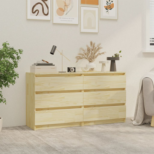 vidaXL Yöpöydät 2 kpl 60x36x64 cm täysi mänty