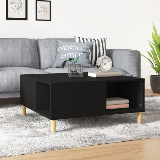 vidaXL Sohvapöytä musta 80x80x36,5 cm tekninen puu