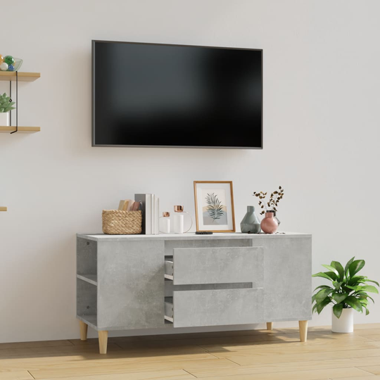 vidaXL TV-taso betoninharmaa 102x44,5x50 cm tekninen puu