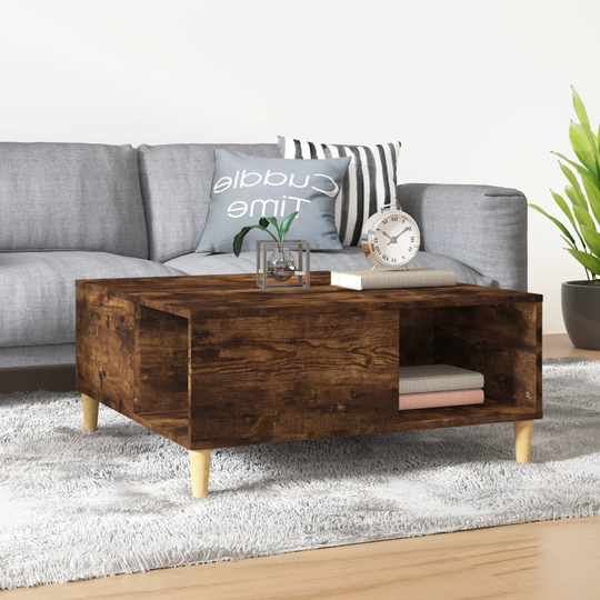 vidaXL Sohvapöytä savutammi 80x80x36,5 cm tekninen puu