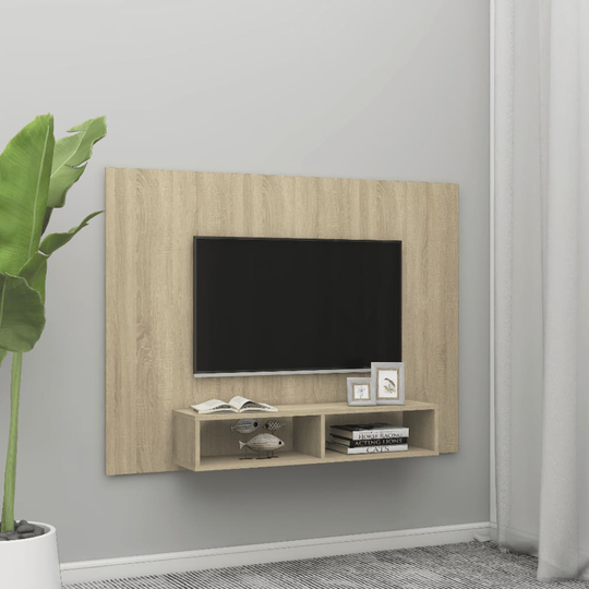 vidaXL TV-taso seinälle Sonoma-tammi 135x23,5x90 cm lastulevy