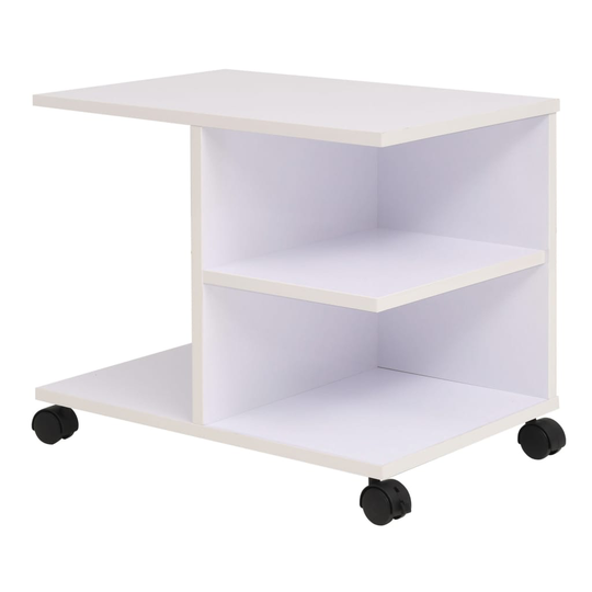 vidaXL Hylly pyörillä 50x35x42 cm valkoinen