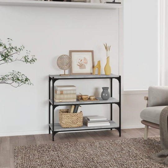 vidaXL Kirjahylly harmaa Sonoma 80x33x70,5 cm tekninen puu ja teräs
