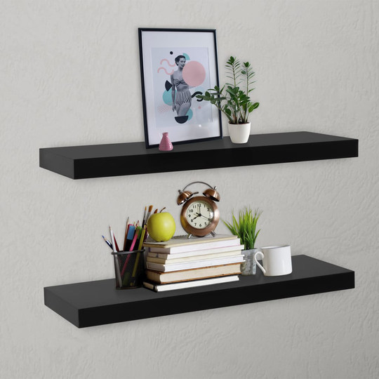 vidaXL Kelluvat seinähyllyt 2 kpl musta 80x20x3,8 cm