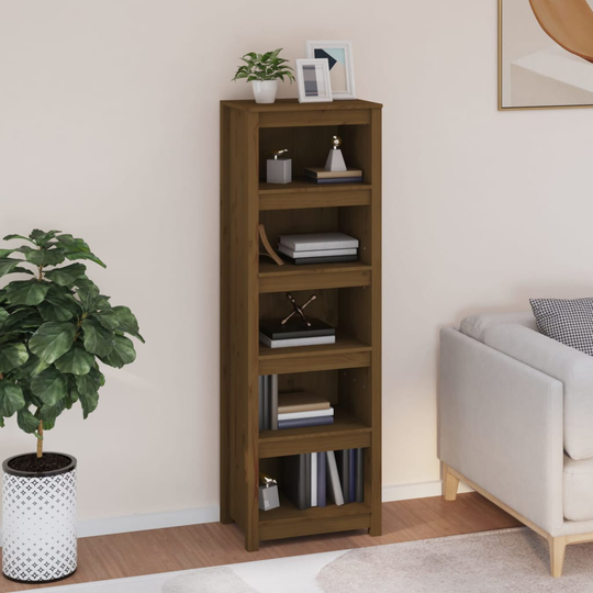 vidaXL Kirjahylly hunajanruskea 50x35x154 cm täysi mänty