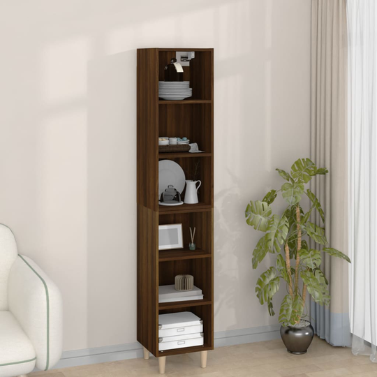 vidaXL Kaappi ruskea tammi 34,5x32,5x180 cm tekninen puu