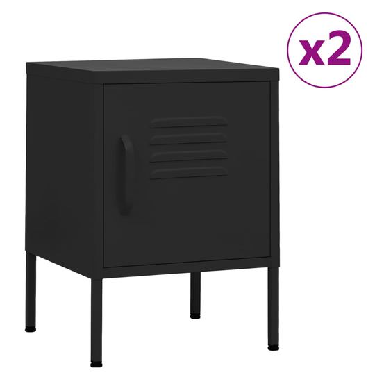 vidaXL Yöpöydät 2 kpl musta 35x35x51 cm teräs