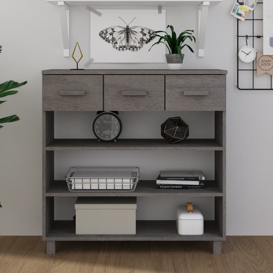 vidaXL Konsolipöytä HAMAR vaaleanharmaa 90x35x90 cm täysi mänty