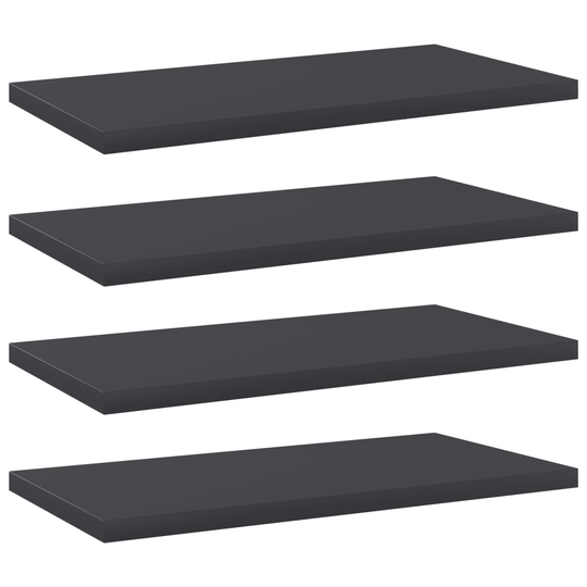 vidaXL Kirjahyllytasot 4 kpl harmaa 40x20x1,5 cm lastulevy