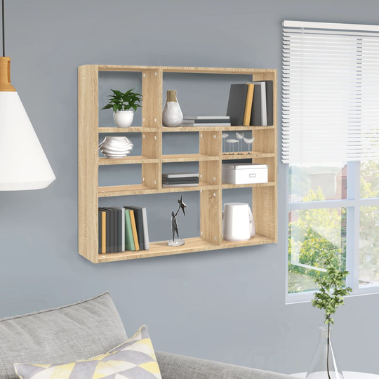 vidaXL Seinähylly Sonoma-tammi 90x16x78 cm lastulevy