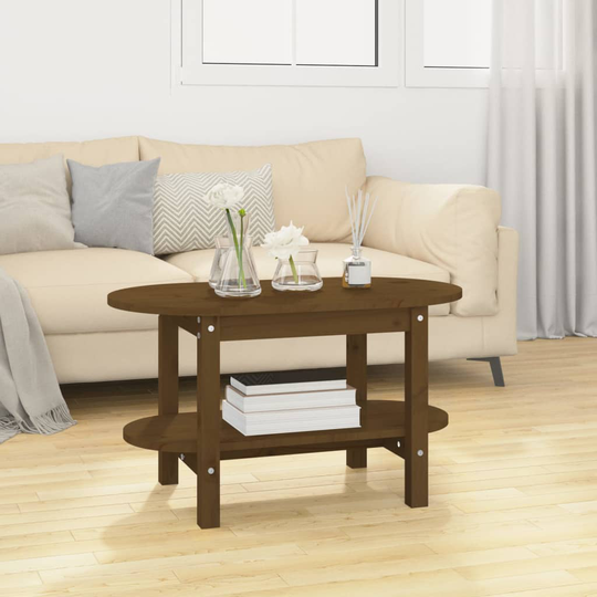 vidaXL Sohvapöytä hunajanruskea 80x45x45 cm täysi mänty