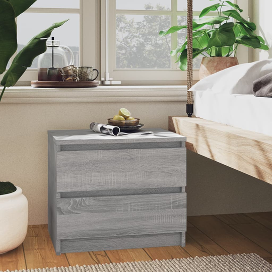 vidaXL Yöpöydät 2 kpl harmaa Sonoma 50x39x43,5 cm tekninen puu