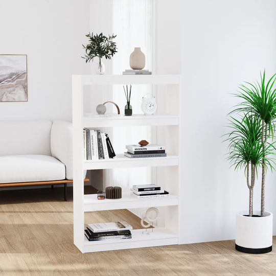 vidaXL Kirjahylly/tilanjakaja valkoinen 80x30x135,5 cm täysi mänty