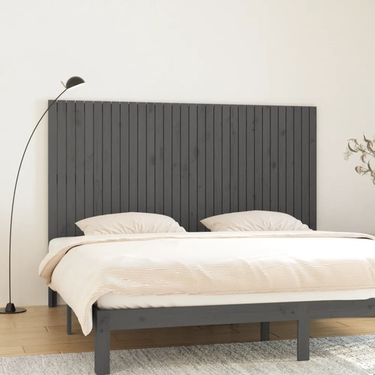 vidaXL Sängynpääty seinälle harmaa 204x3x110 cm täysi mänty