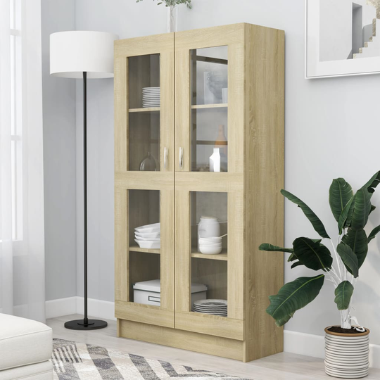 vidaXL Vitriinikaappi Sonoma-tammi 82,5x30,5x150 cm lastulevy