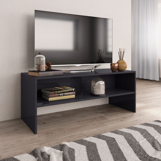 vidaXL TV-taso korkeakiilto harmaa 100x40x40 cm lastulevy
