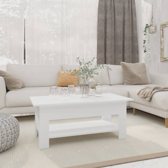 vidaXL Sohvapöytä valkoinen 102x55x42 cm lastulevy