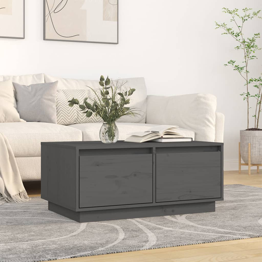 vidaXL Sohvapöytä harmaa 00x50x35 cm täysi mänty