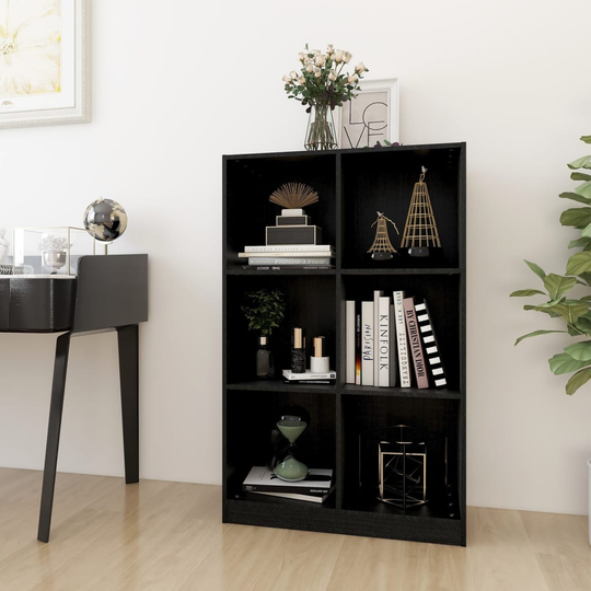 vidaXL Kirjahylly musta 70x33x110 cm täysi mänty