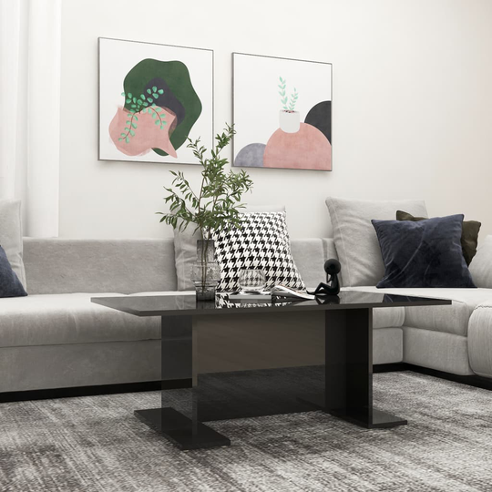 vidaXL Sohvapöytä korkeakiilto musta 103,5x60x40 cm lastulevy