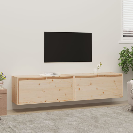 vidaXL Seinäkaapit 2 kpl 80x30x35 cm täysi mänty