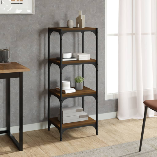 vidaXL Kirjahylly ruskea tammi 40x33x100 cm tekninen puu ja teräs