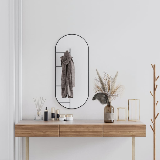 vidaXL Seinäpeili musta 90x40 cm ovaali