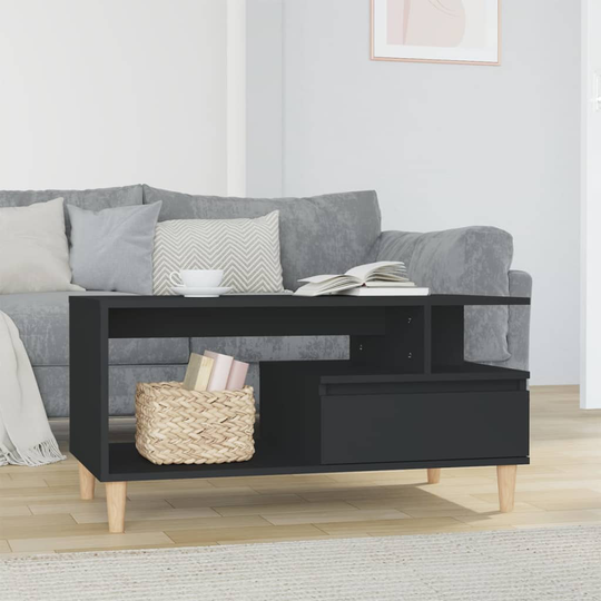 vidaXL Sohvapöytä musta 90x49x45 cm tekninen puu