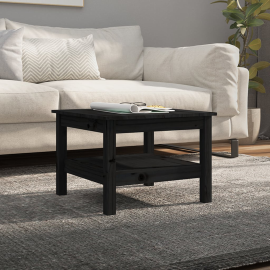 vidaXL Sohvapöytä musta 55x55x40 cm täysi mänty