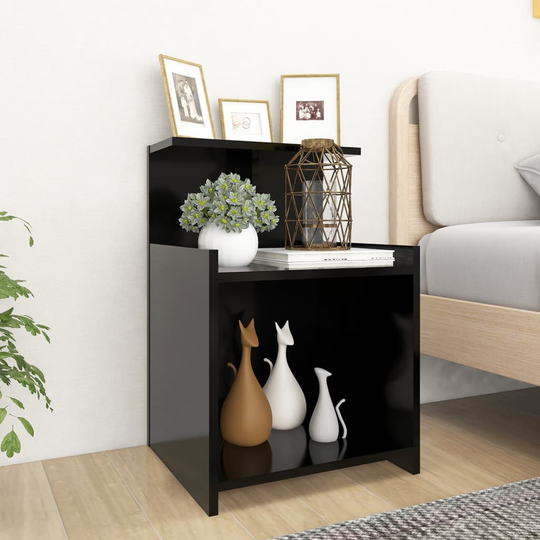 vidaXL Yöpöydät 2 kpl musta 40x35x60 cm lastulevy