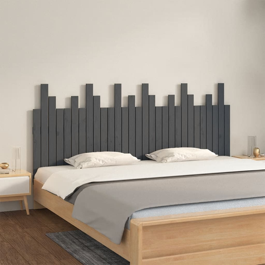 vidaXL Sängynpääty seinälle harmaa 185x3x80 cm täysi mänty