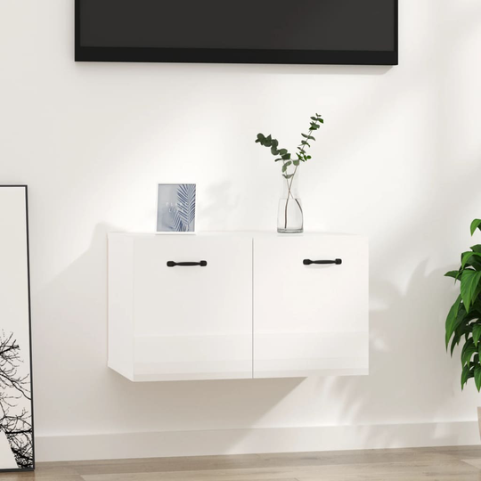 vidaXL Seinäkaappi korkeakiilto valkoinen 80x35x36,5 cm tekninen puu