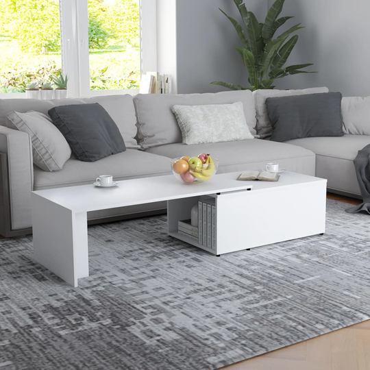 vidaXL Sohvapöytä valkoinen 150x50x35 cm lastulevy