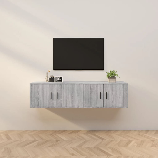vidaXL Seinäkiinnitettävät TV-kaapit 2 kpl harmaa Sonoma 80x34,5x40 cm