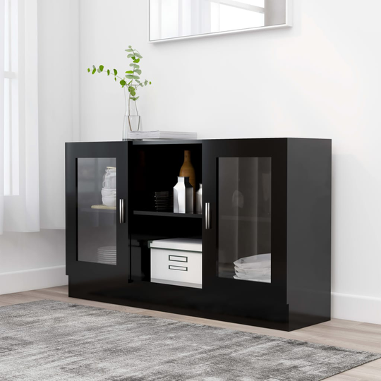 vidaXL Vitriinikaappi musta 120x30,5x70 cm lastulevy