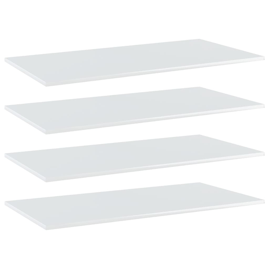 vidaXL Kirjahyllytasot 4 kpl korkeakiilto valk 80x30x1,5 cm lastulevy